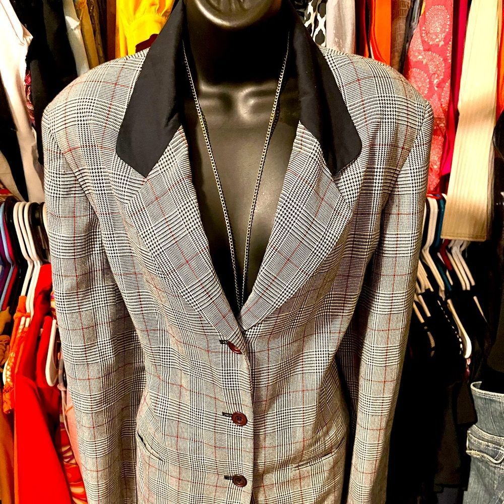 LESLIE FAY vintage two piece plaid skirt suit Size 10